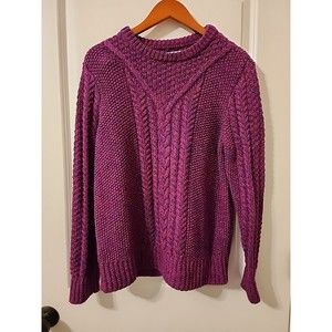 L.L. Bean Signature Women's Cotton Fisherman Pullover Sweater Bright Sapphire L